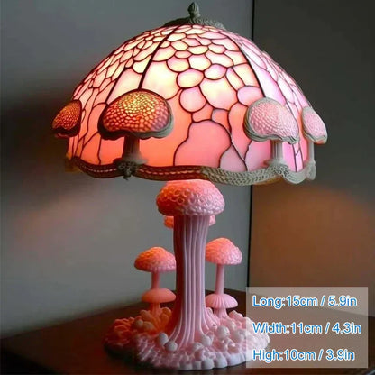 Lampe de chevet champignon fleuri teinté