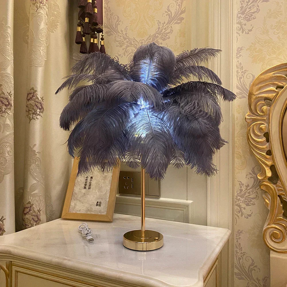 Lampe de chevet design à plumes