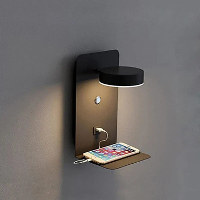 Lampe de Chevet Tactile Murale avec Chargeur de Téléphone