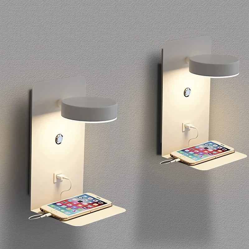 Lampe de Chevet Tactile Murale avec Chargeur de Téléphone