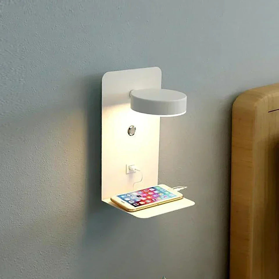 Lampe de Chevet Tactile Murale avec Chargeur de Téléphone