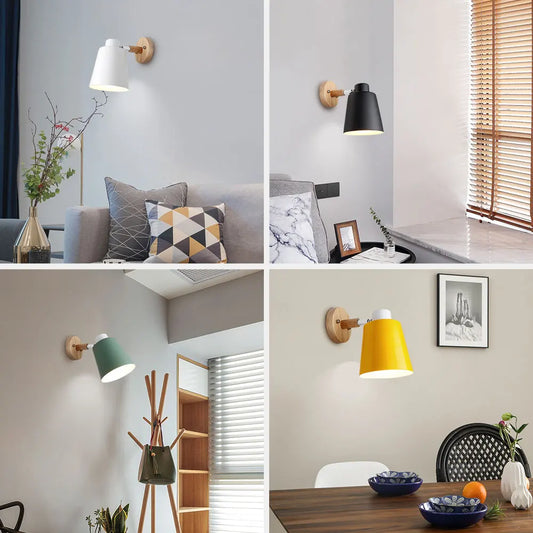 Modern Wooden Wall-Mounted Bedside Lamp