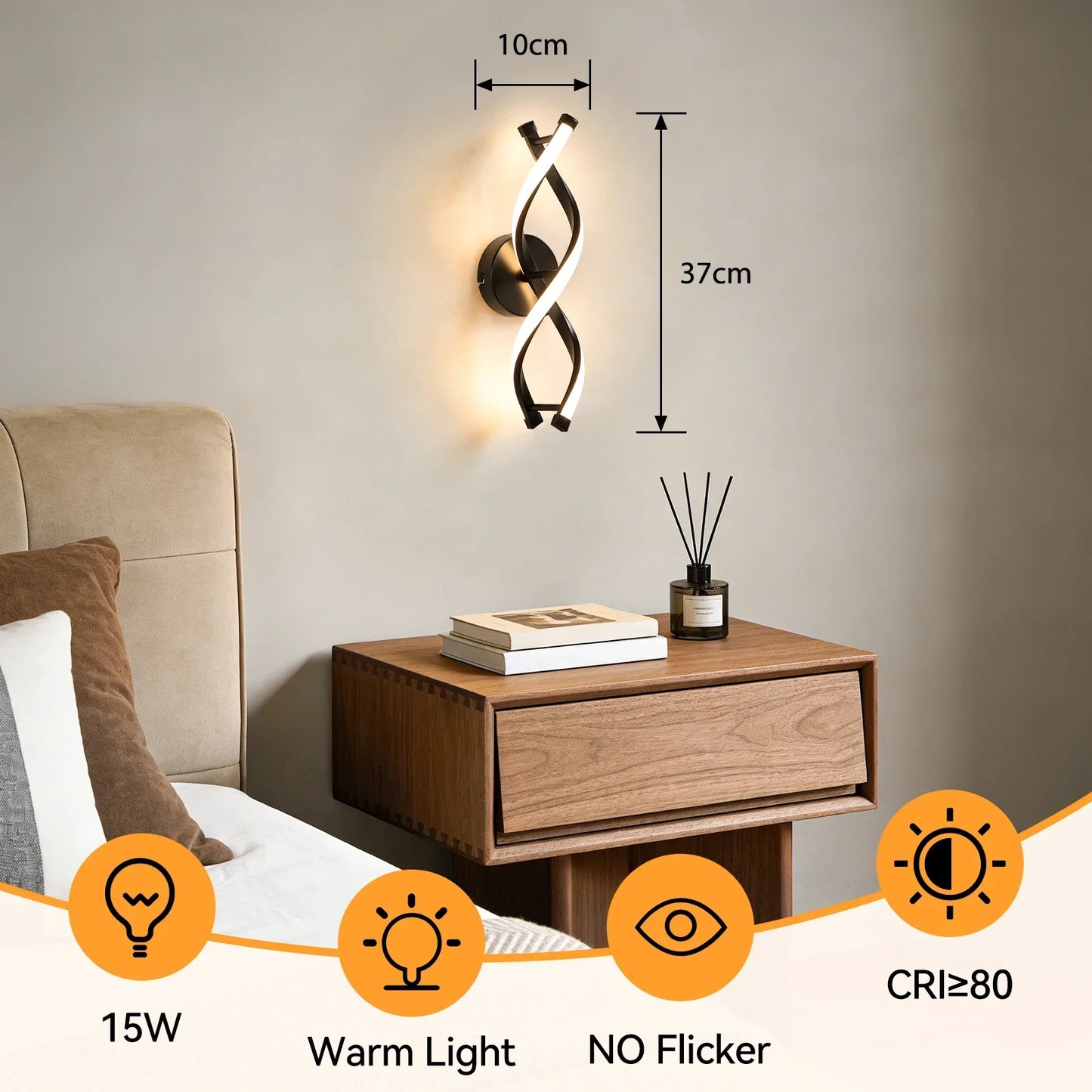 21/14/15W LED Wall Lights Modern Spiral Design Warm White Light Wall Sconce Lamp for Living Room Bedroom Hallway Stairs Indoor