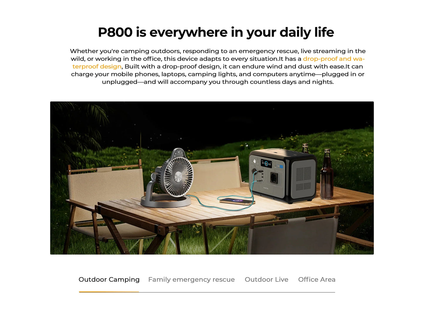 OUKITEL P800E – tragbare Powerstation 800W, Solargenerator LiFePO4 512Wh