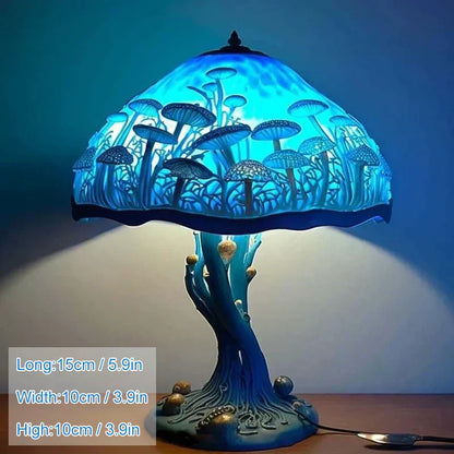 Lampe de chevet champignon fleuri teinté