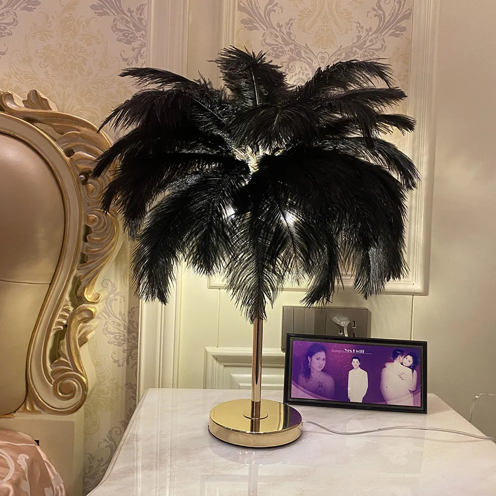 Lampe de chevet design à plumes