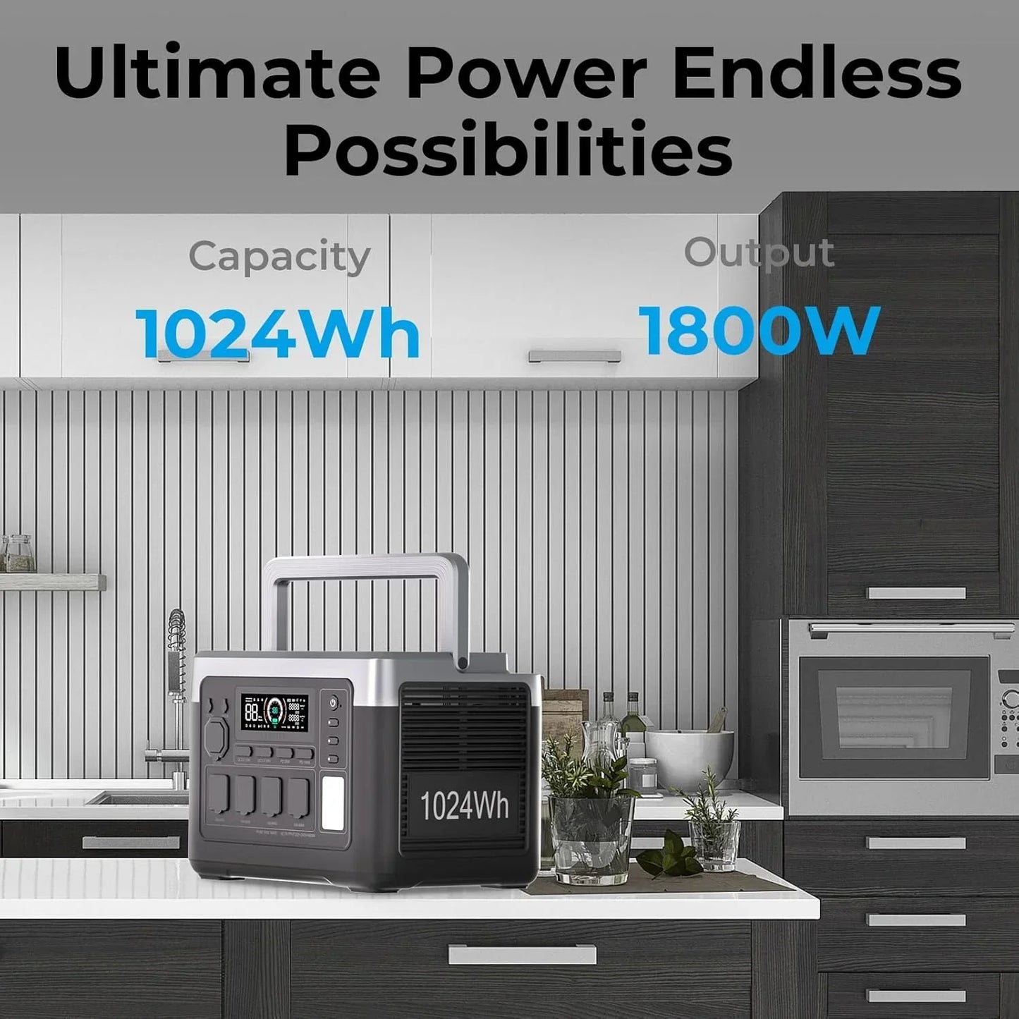 OUKITEL P1000 PLUS Tragbare Powerstation 1800W Solargenerator 1024Wh LiFePO4-Akku Notstromversorgung für Zuhause, Camping und unterwegs