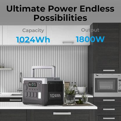 OUKITEL P1000 PLUS Tragbare Powerstation 1800W Solargenerator 1024Wh LiFePO4-Akku Notstromversorgung für Zuhause, Camping und unterwegs