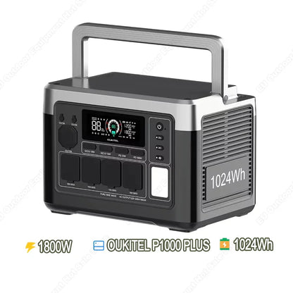 OUKITEL P1000 PLUS Tragbare Powerstation 1800W Solargenerator 1024Wh LiFePO4-Akku Notstromversorgung für Zuhause, Camping und unterwegs
