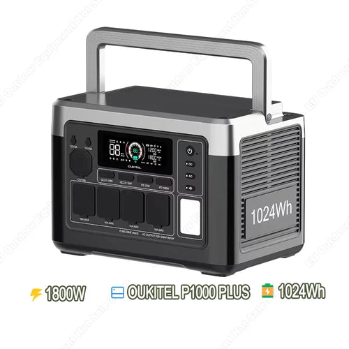 OUKITEL P1000 PLUS Tragbare Powerstation 1800W Solargenerator 1024Wh LiFePO4-Akku Notstromversorgung für Zuhause, Camping und unterwegs