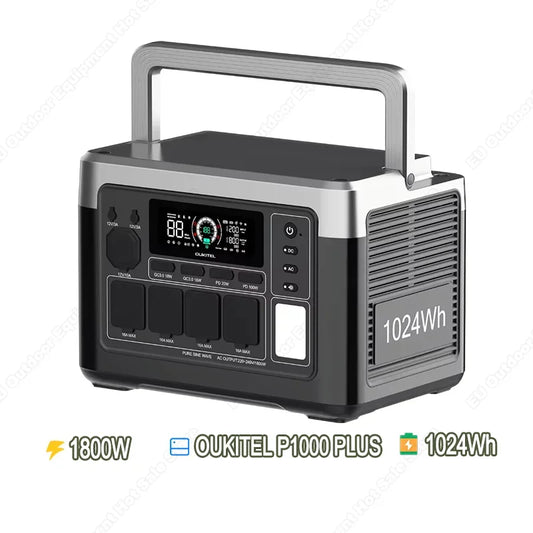 OUKITEL P1000 PLUS Tragbare Powerstation 1800W Solargenerator 1024Wh LiFePO4-Akku Notstromversorgung für Zuhause, Camping und unterwegs