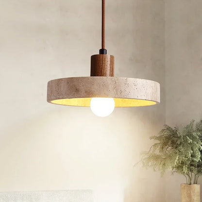 Suspension en bois & Travertin – Travéhalo