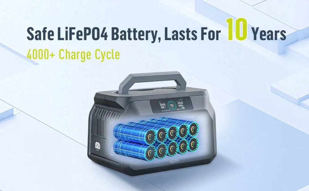IEETek P800 – tragbare Powerstation 800W, reiner Sinus, LiFePO4 Akku 512Wh