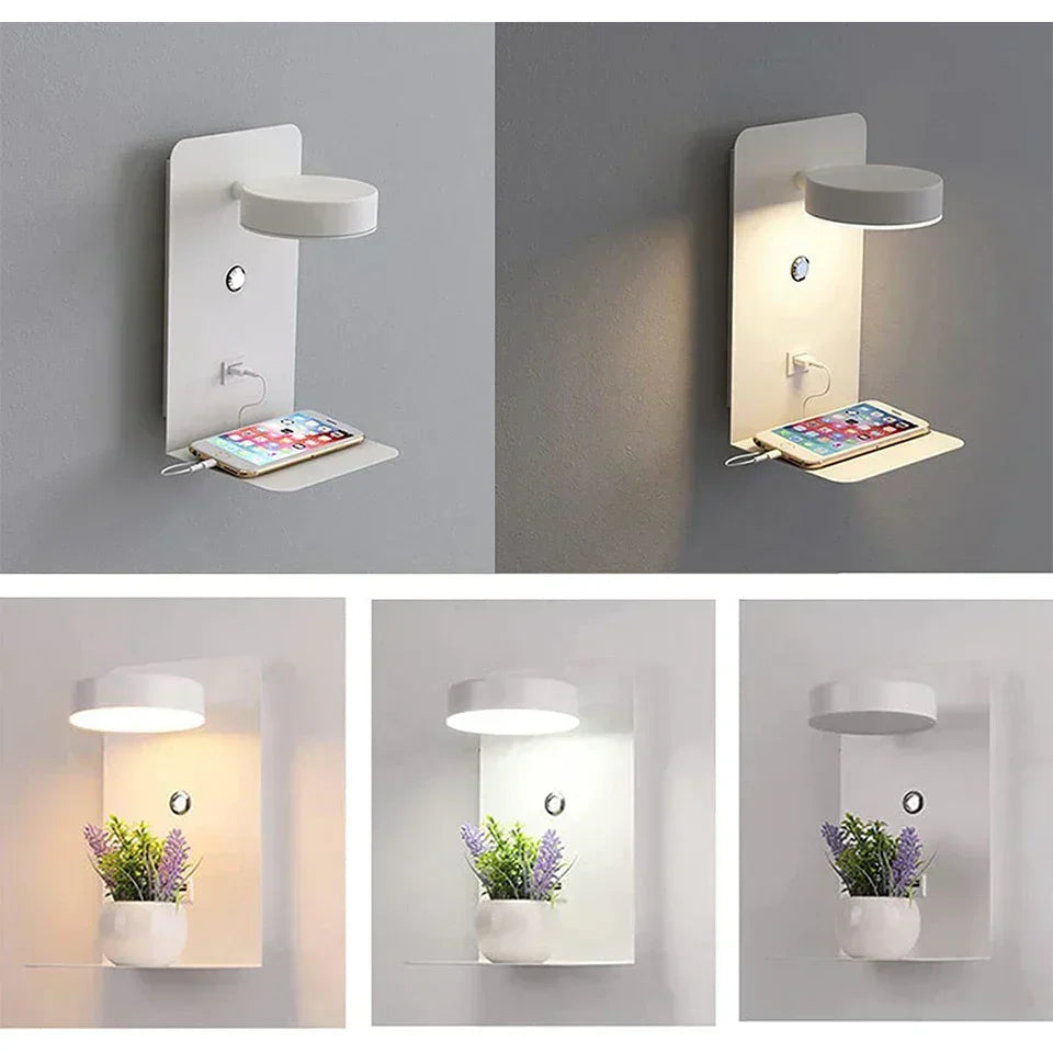 Lampe de Chevet Tactile Murale avec Chargeur de Téléphone