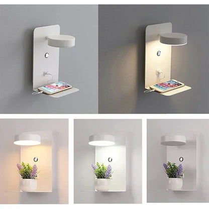 Lampe de Chevet Tactile Murale avec Chargeur de Téléphone