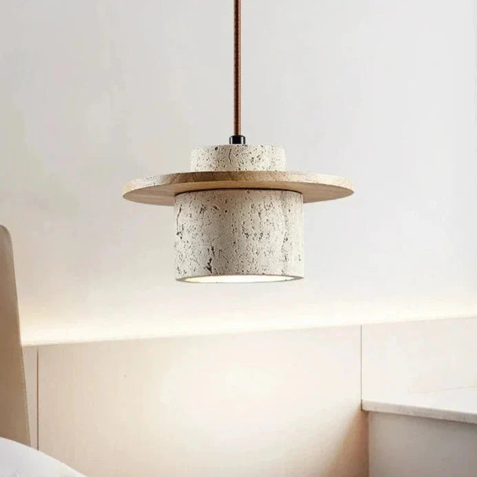 Suspension Moderne en Pierre Naturelle et Bois - Minéora