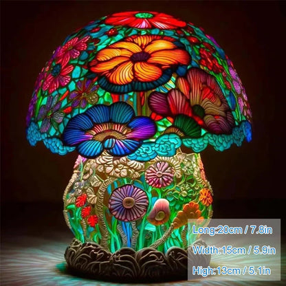 Lampe de chevet champignon fleuri teinté