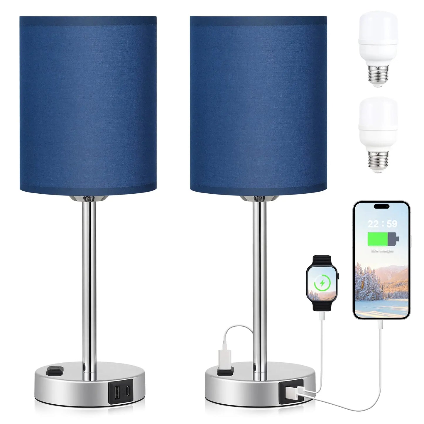Lampe de chevet chargeur stylé