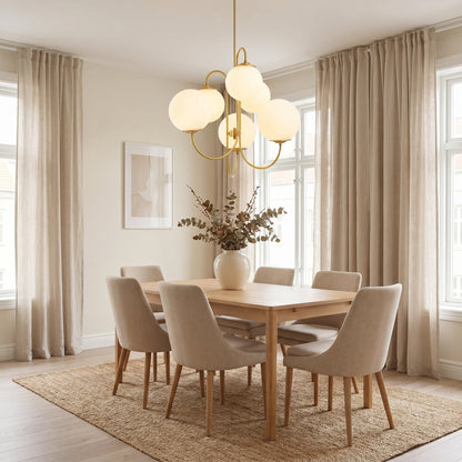 Suspension 6 Globes en Verre Opalin et Métal Doré – Auréora