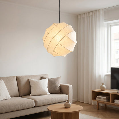 Japanese Silk Spiral Pendant Light - Wabi-Sabi Organic Lamp