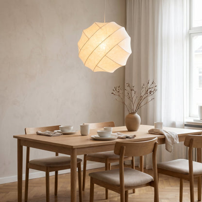 Japanese Silk Spiral Pendant Light - Wabi-Sabi Organic Lamp
