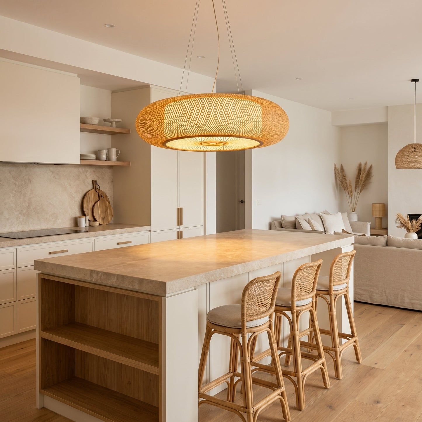 Lustre en Bambou Tressé – Solmora