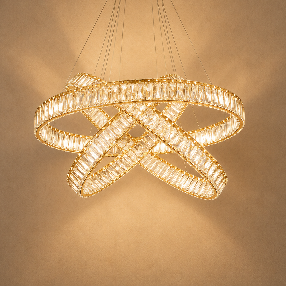 Suspended Crystal Ribbon Chandelier - Artistic Wave Pendant