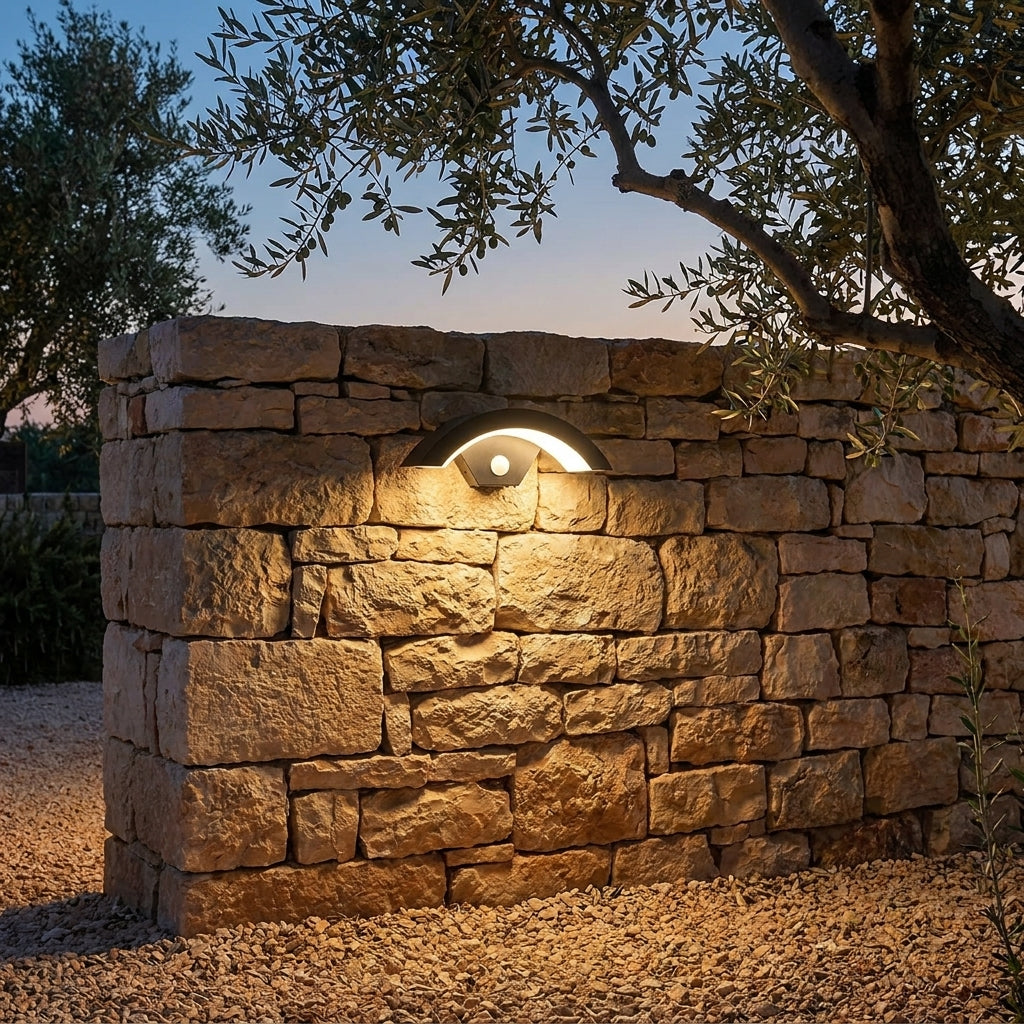Black Outdoor LED Wall Light with Motion Sensor - Smart Security Sconce