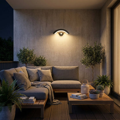 Black Outdoor LED Wall Light with Motion Sensor - Smart Security Sconce