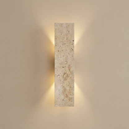 Outdoor Travertine Wall Sconce - Vertical Stone Effect Light