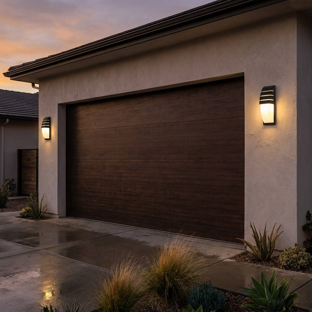 Black Outdoor LED Wall Sconce with Slats - Weatherproof Exterior Light