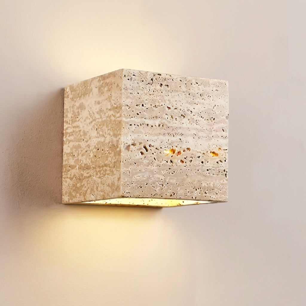 Travertine Effect Wall Sconce Wabi-Sabi Style - Indoor Outdoor Light