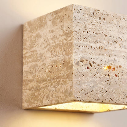 Travertine Effect Wall Sconce Wabi-Sabi Style - Indoor Outdoor Light