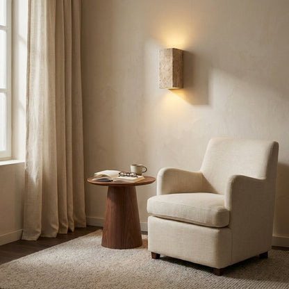Travertine Effect Wall Sconce Wabi-Sabi Style - Indoor Outdoor Light