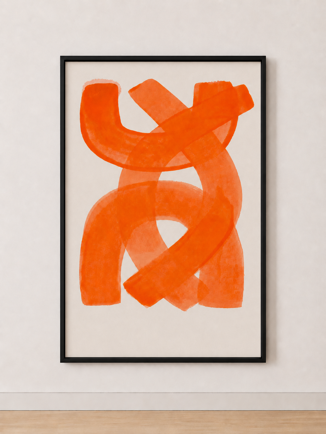 Tableau Abstrait Orange Vif – Énergie Graphique et Contemporaine