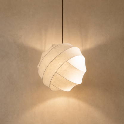 Japanese Silk Spiral Pendant Light - Wabi-Sabi Organic Lamp