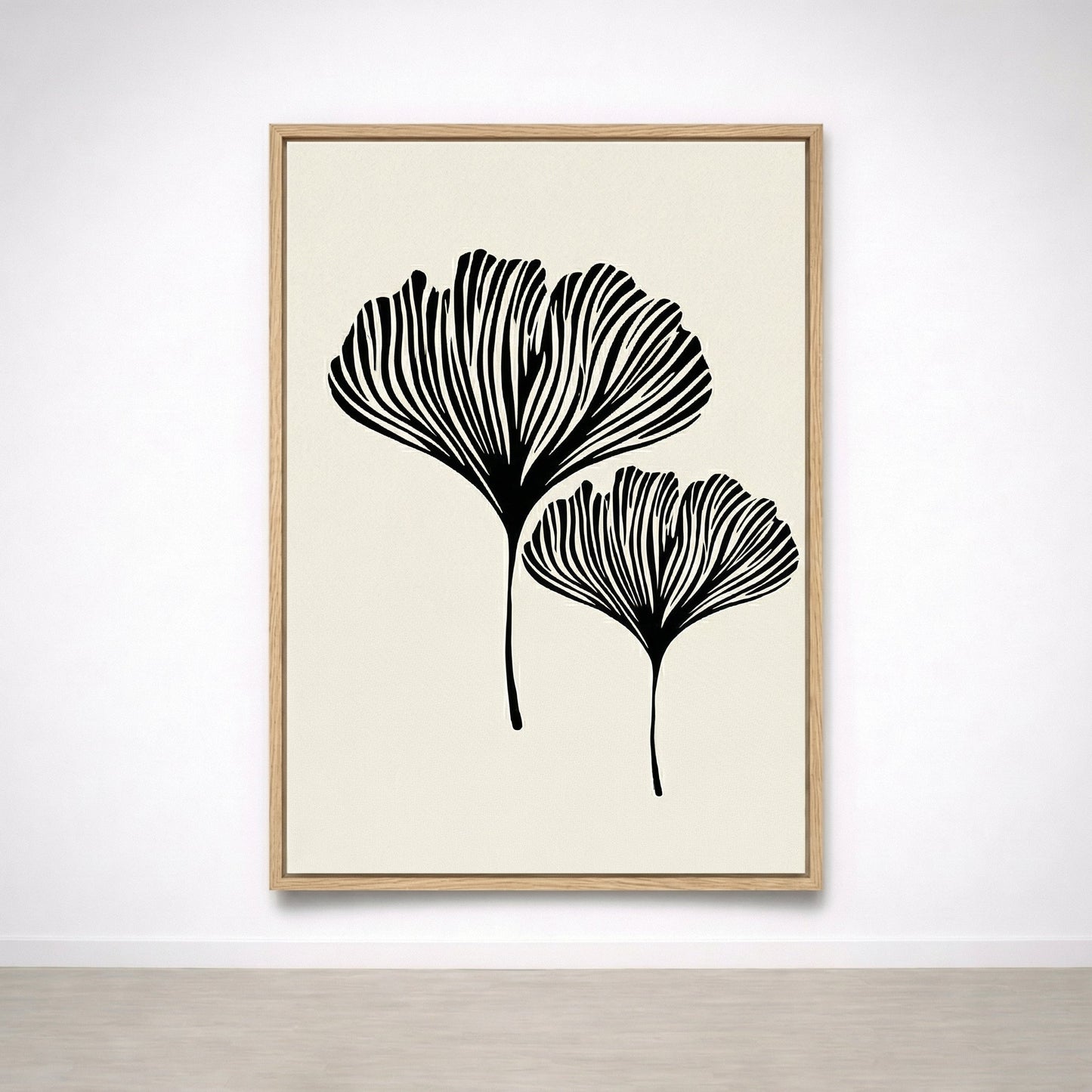 Tableau Botanique Noir et Beige – Élégance Minimaliste Naturelle