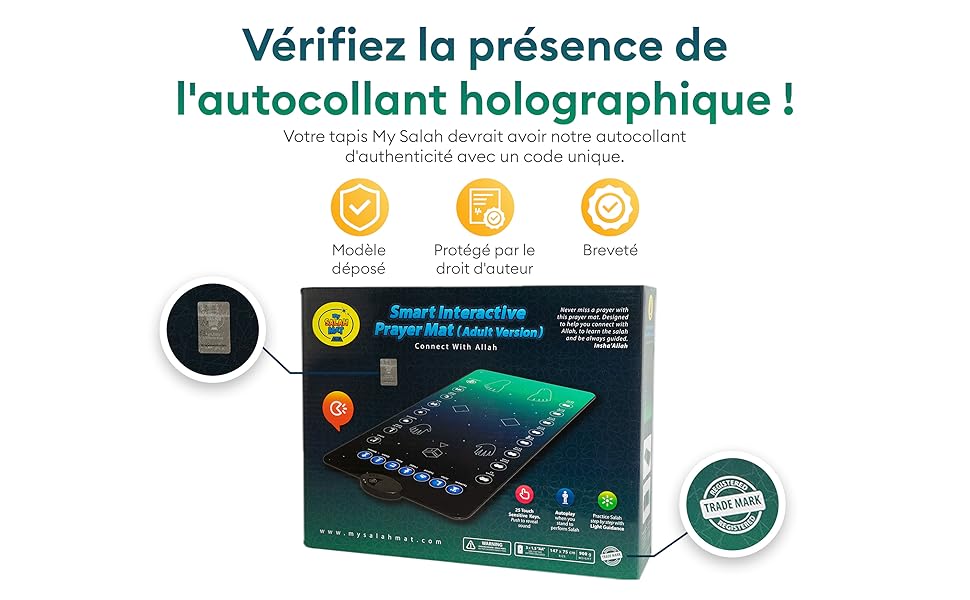 Tapis de prière avec 25 Touches tactiles et Haut-Parleur