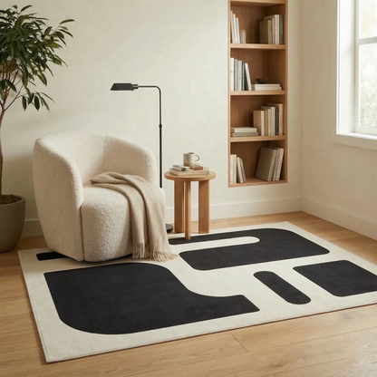 Tapis géométrique noir et beige – Nerio