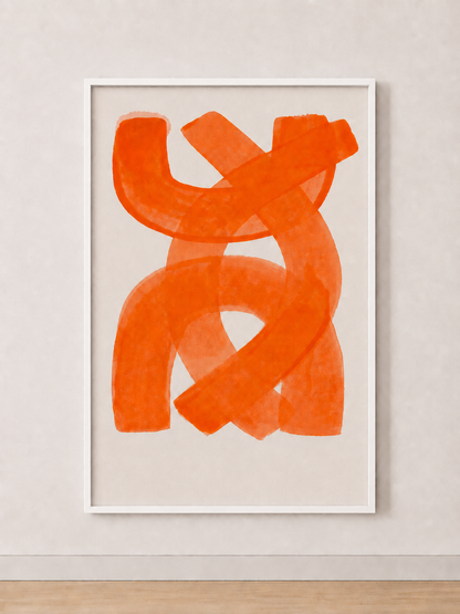 Tableau Abstrait Orange Vif – Énergie Graphique et Contemporaine