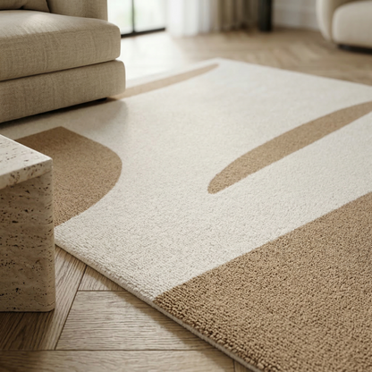 Tapis géométrique camel et écru – Cameva
