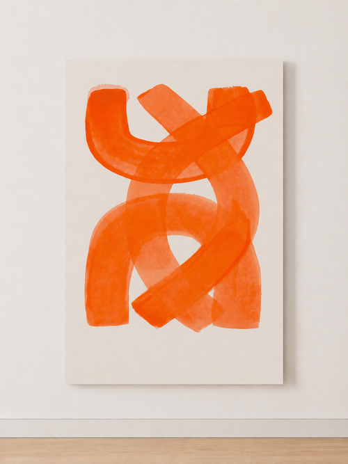 Tableau Abstrait Orange Vif – Énergie Graphique et Contemporaine