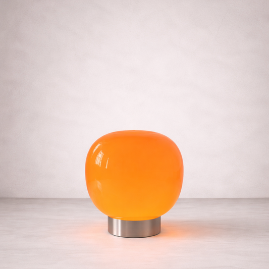 Opaline orange glass table lamp with metal base – Solar