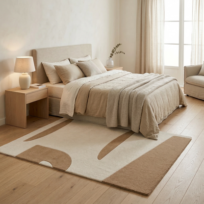 Tapis géométrique camel et écru – Cameva