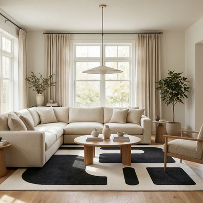 Tapis géométrique noir et beige – Nerio