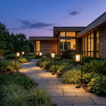 Stainless Steel Outdoor Path Light - Minimalist Black Garden Lamp