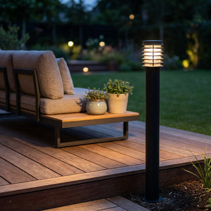 Stainless Steel Outdoor Floor Lamp - Modern Black Garden Light