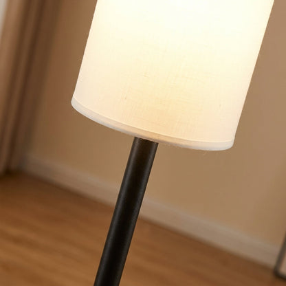 Modern Black Metal Floor Lamp with White Fabric Shade