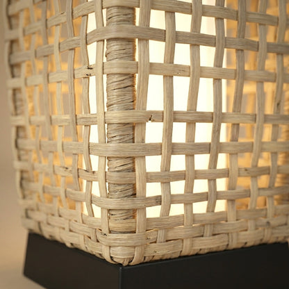 Solar Hand-Woven Rattan Floor Lamp - Outdoor Garden Light