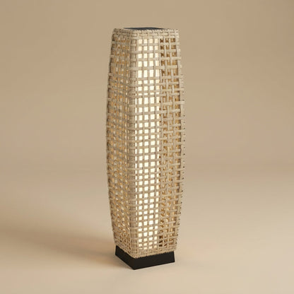 Solar Hand-Woven Rattan Floor Lamp - Outdoor Garden Light